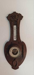 Antiek Houten Weerstation met Barometer en Thermometer, Ophalen of Verzenden, Gebruikt, Weerstation