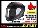 Motorhelm Scorpion EXO 920 Flux - Mat Zwart-Geel - S-56, Motoren, Kleding | Motorhelmen, Nieuw met kaartje, Overige merken, Systeemhelm