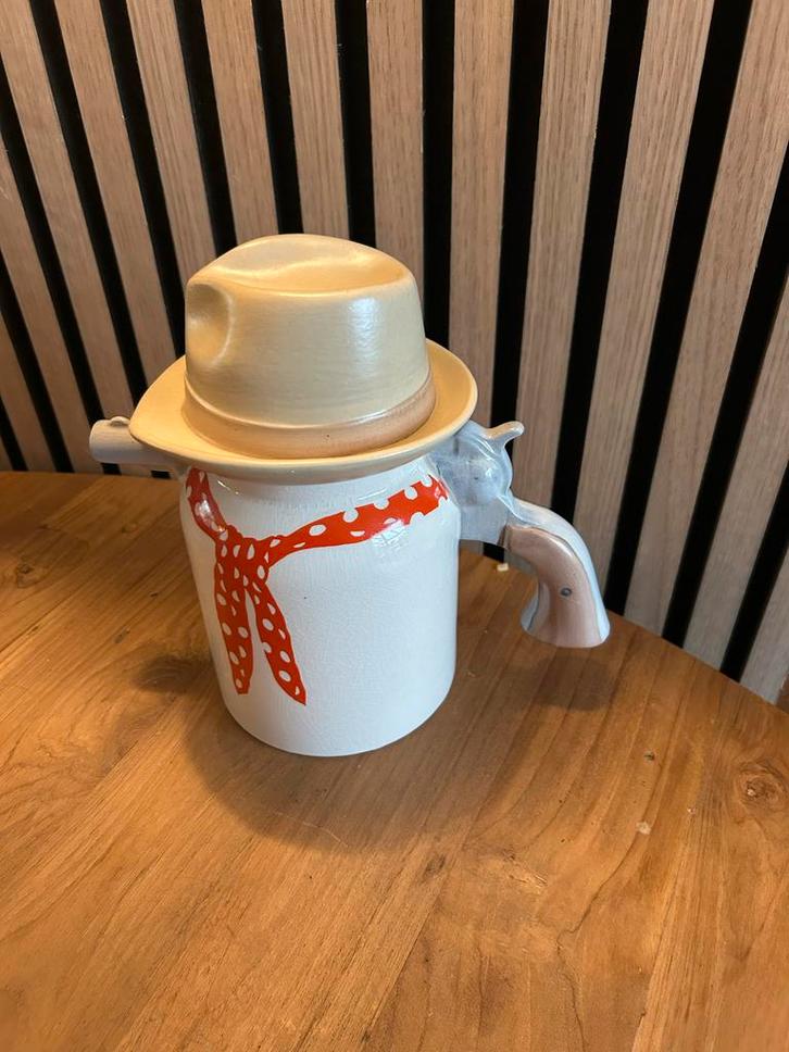 Unieke Westerse Theepot, Huis en Inrichting, Woonaccessoires | Vazen, Zo goed als nieuw, Wit, 50 tot 75 cm, Aardewerk of Porselein