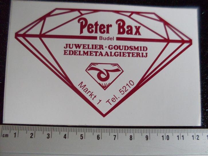 sticker Peter Bax budel logo juwelier goudsmit edelmetaal, Verzamelen, Stickers, Zo goed als nieuw, Bedrijf of Vereniging, Verzenden