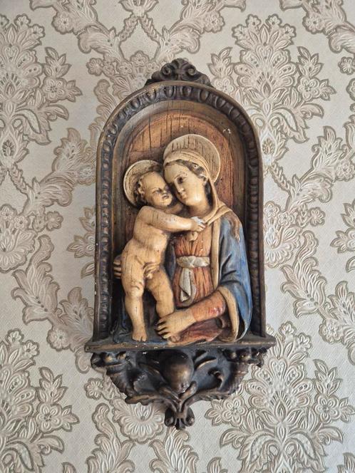 Vintage Maria met Kind Wandbeeld, Antiek en Kunst, Antiek | Religie, Ophalen of Verzenden