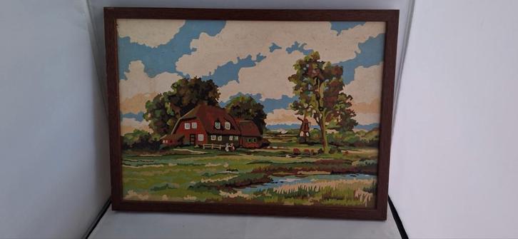 Vintage Schilderen op Nummer Landschap, Antiek en Kunst, Kunst | Schilderijen | Klassiek, Ophalen of Verzenden