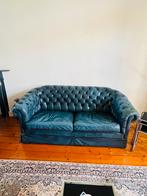 Chesterfield 2-zitter blauw Jeans blue, Huis en Inrichting, 150 tot 200 cm, Gebruikt, Ophalen of Verzenden, 75 tot 100 cm