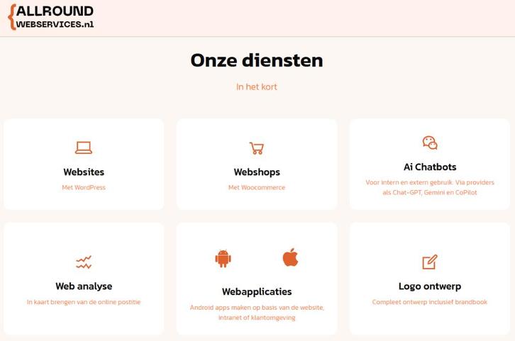 Allround webservices. website, applicaties binnen 3 dagen, Diensten en Vakmensen, Webdesigners en Hosting, Domeinregistratie, Webdesign