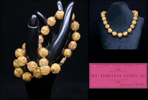 Vintage Ventiaans Murano Sommerso ketting ‘50 - K3FLH-P6Z1, Antiek en Kunst, Antiek | Glas en Kristal, Ophalen of Verzenden