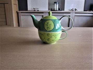 Cha Cult tea for one groen-wit-goud sikkels D11cm H15cm beschikbaar voor biedingen