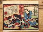 Japanse shunga tweeluik houtblok prent, Antiek en Kunst, Verzenden
