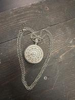 Zilverkleurig zakhorloge met ketting, Overige merken, Staal, Zakhorloge, Gebruikt