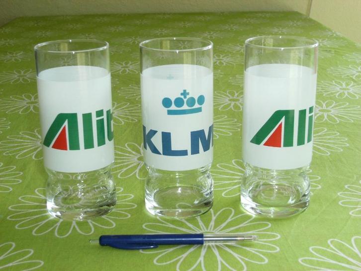 KLM - Alitalia longdrink glazen, Verzamelen, Luchtvaart en Vliegtuigspotten, Zo goed als nieuw, Overige typen, Ophalen of Verzenden