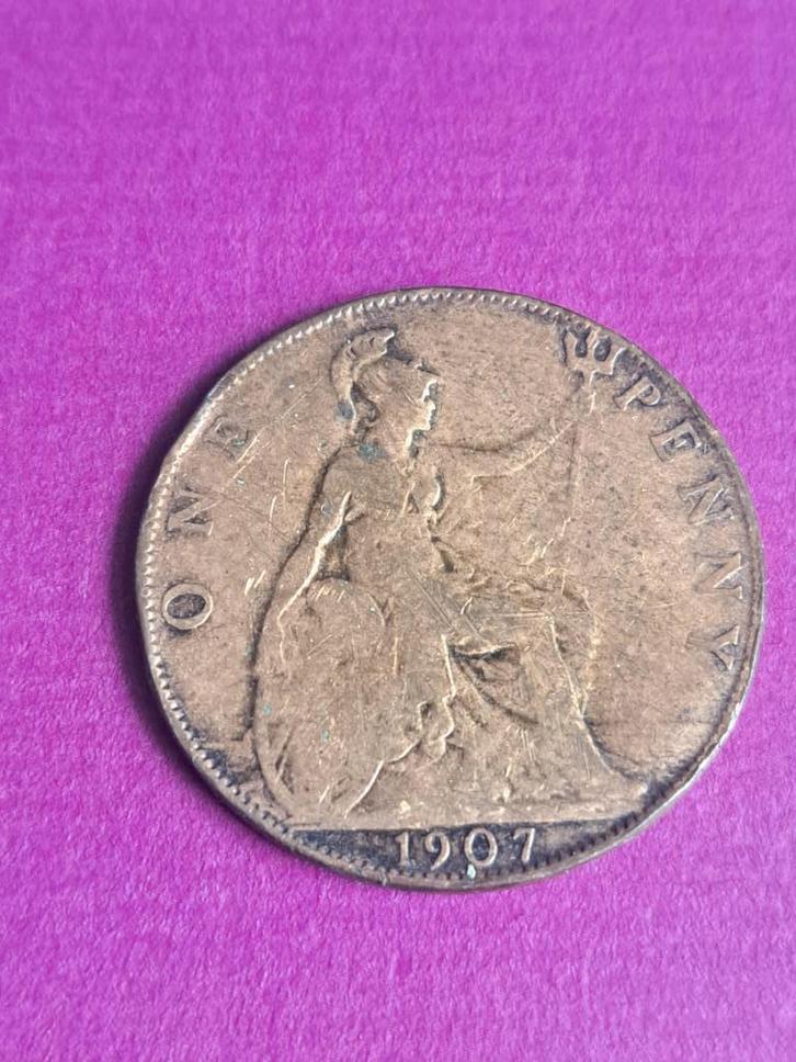 1907 Engeland 1 penny Edward VII, Postzegels en Munten, Munten | Europa | Niet-Euromunten, Losse munt, Overige landen, Verzenden