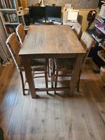 Teakhouten bartafel met 4 teakhouten stoelen, Huis en Inrichting, Tafels | Eettafels, Ophalen, Gebruikt, 100 tot 150 cm, Teakhout