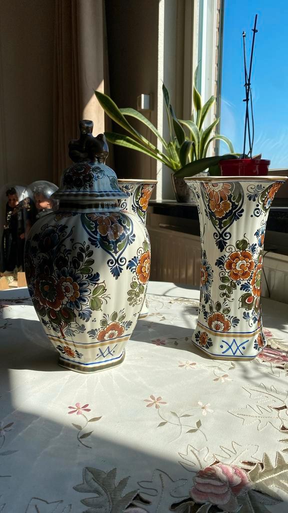 Delfts Polychroom Holland Handwerk Vazen Set, Antiek en Kunst, Antiek | Vazen, Ophalen of Verzenden