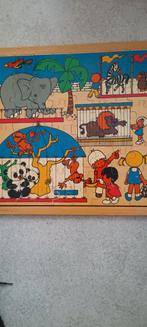 vintage houten puzzel .Kinderen in de dierentuin. Ophalen, 10 tot 50 stukjes, Gebruikt, Ophalen