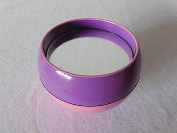 Vintage spiegel in roze en paars, halve bol, dsn 14 cm beschikbaar voor biedingen