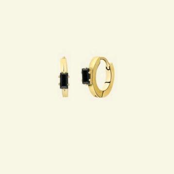 Goldplated oorbellen oorringen 13mm zwarte zirkonia beschikbaar voor biedingen