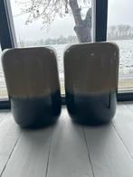 Mooie beige bijzettafels (set van 2), Huis en Inrichting, Tafels | Bijzettafels, 45 tot 60 cm, Metaal of Aluminium, Rond, Ophalen of Verzenden