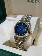 Rolex datejust 36mm yellow gold/steel blue diamond dial, Rolex, Polshorloge, Overige materialen, Ophalen of Verzenden