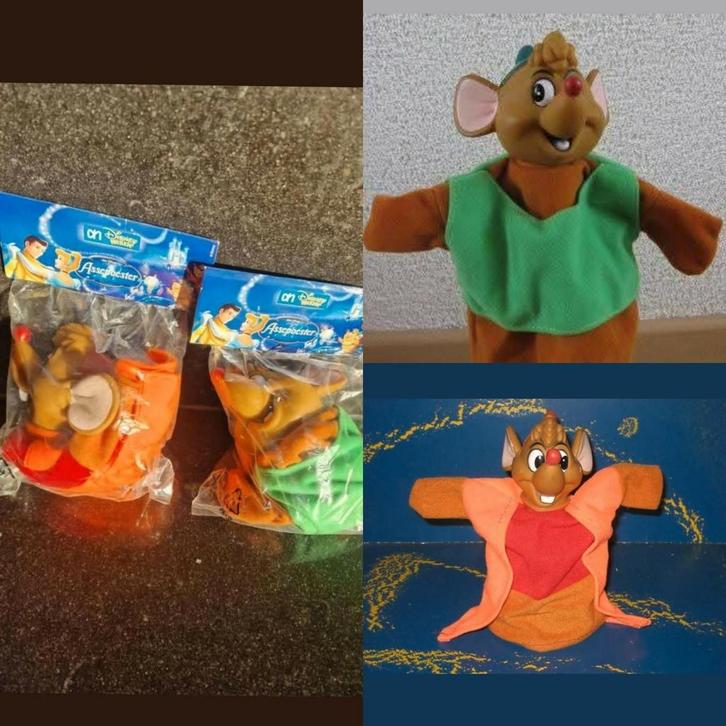 Twee Disney Assepoester handpoppen, Verzamelen, Disney, Beeldje of Figuurtje, Assepoester of Belle, Ophalen of Verzenden