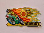 Follow Suzuki motor motoren vlammen logo sticker vintage, Verzamelen, Verzenden, Gebruikt