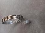 Boccia ring met 5 diamantjes + Boccia Armband, Gebruikt, Verzenden, Dame, Overige materialen