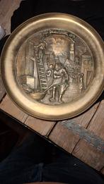 Antiek koperen wandbord "De Luizenlever", Antiek en Kunst, Antiek | Wandborden en Tegels, Ophalen of Verzenden