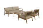 Loungeset Felline | met 3-persoonsbank | Acaciahout | Sand, Verzenden, Hardhout, Hocker, Loungeset