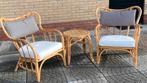 Rotan stoelen en tafeltje met kussens IKEA, Tuin en Terras, Tuinsets en Loungesets, Ophalen, Zo goed als nieuw, 2 zitplaatsen