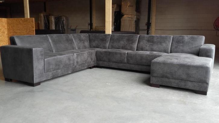 hoekbank Model Nola U-vorm pilotenleer -print antraciet, Huis en Inrichting, Banken | Bankstellen, Nieuw, Hoekbank, Vierpersoons of meer