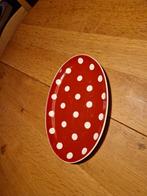 OVALEN BORD ROOD MET WITTE STIPPEN POLKADOT, Huis en Inrichting, Keuken | Servies, Ophalen of Verzenden, Aardewerk, Overige stijlen