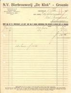N.V. Bierbrouwerij "De Klok"- Groenlo. Oude nota uit 1963, Ophalen of Verzenden, Gebruikt, Overige typen, Grolsch