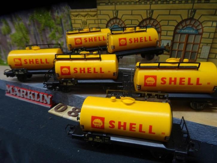 088=Marklin set met stoom loc 3003 en SHELL ketelwagens.189, Hobby en Vrije tijd, Modeltreinen | H0, Gebruikt, Locomotief, Wisselstroom