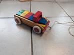 Retro Houten Blokken Vrachtwagen Speelgoed, Ophalen of Verzenden, Gebruikt, Duw- of Trekspeelgoed