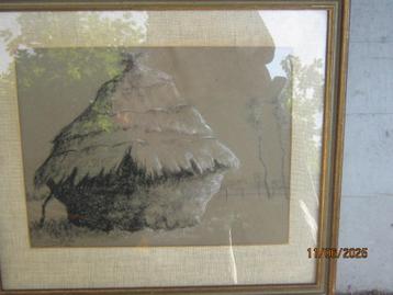 HOOIOPPER, Mooie Krijt/Conte Tekening B. van HOEKS '36 beschikbaar voor biedingen