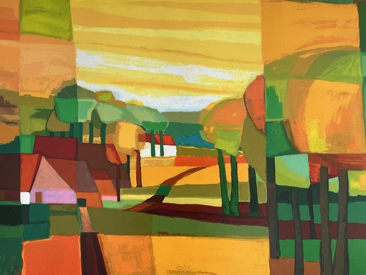 Ton Schulten, ingelijste zeefdruk Midzomer, Antiek en Kunst, Kunst | Litho's en Zeefdrukken, Ophalen