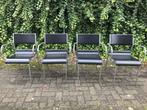 4x Stoelen design - Leer & Geborsteld staal   µf, Huis en Inrichting, Stoelen, Ophalen of Verzenden, Zwart, Leer, Vier