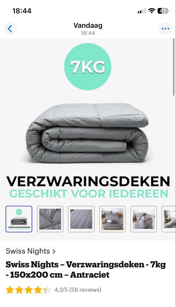 Swiss Nights Verzwaringsdeken 7kg - Antraciet, Huis en Inrichting, Slaapkamer | Beddengoed, Nieuw, Deken of Dekbed, Tweepersoons