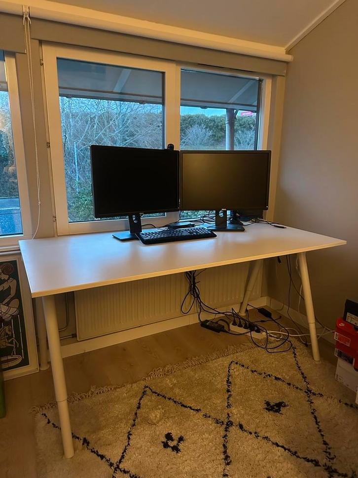 IKEA Galant bureau - verstelbaar & wit, Huis en Inrichting, Bureaus, Gebruikt, Bureau, In hoogte verstelbaar, Ophalen