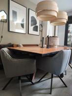 4x Luxe Comfortabele Greige Eetkamerstoelen, Ophalen, Gebruikt, Grijs, Vier