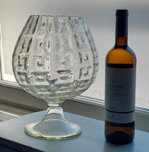 Vaas 30 cm Glas Vintage Retro Cognacglas Brocante, Huis en Inrichting, Woonaccessoires | Vazen, Overige kleuren, Minder dan 50 cm