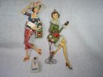 Vintage Kerst ornament beeldjes van dames 2 stuks, Antiek en Kunst, Ophalen of Verzenden