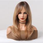 Dames Blonde Steile Ombre Pruik Blond Haar Vrouwen Haren, Verzenden, Nieuw, Pruik of Haarverlenging