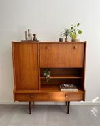 Vintage teakhouten highboard/kast, jaren 60/Deens design, Ophalen, Gebruikt, 100 tot 150 cm, 1 of 2 laden