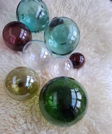 Set zware glazen drijfballen visnetballen, drijvers, nr 4 beschikbaar voor biedingen