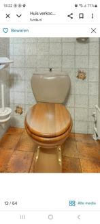 Vintage Toilet met Houten Bril, Doe-het-zelf en Verbouw, Sanitair, Ophalen, Gebruikt, Toilet