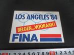 sticker FINA los angeles 84 olympische spelen belgen vooraan, Ophalen, Zo goed als nieuw