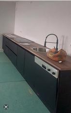 Keukenblok met Miele vaatwasser en nog meer, Huis en Inrichting, Keuken | Complete keukens, Ophalen, Gebruikt, Zwart, Enkelwandige keuken
