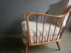 Knoll 1920s knoll antimott stoel m wit-beige kussens, stof., Huis en Inrichting, Fauteuils, Gebruikt, Minder dan 75 cm, Hout, Ophalen of Verzenden