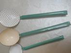 Oude pollepel set  groen Wit emaille, Antiek en Kunst, Antiek | Emaille, Ophalen of Verzenden