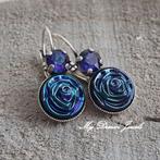 Oorbellen "Magic Blue Rose " met Swarovski Heliotrope, Met kristal, Overige materialen, Hangers, Overige kleuren