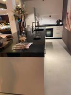 Granieten keukenblad (3 delen) + kraan, Ophalen, Zwart, Zo goed als nieuw, 200 cm of meer